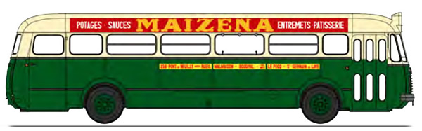 REE Modeles CB-128 - BUS R4190 Green and Cream RATP Line 258 Publicity Maïzéna (75)